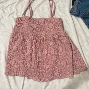Elegant Pink Lace A-Line Skirt